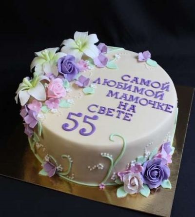 Торт для женщины на 55 лет «Юбилейный с розой»